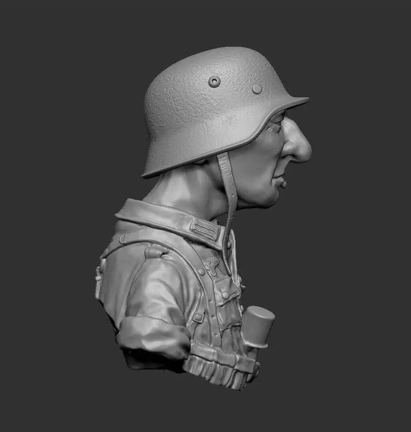 WWII German Soldier 70mm Resin Bust Figure Kit - 70mm resin model view 3