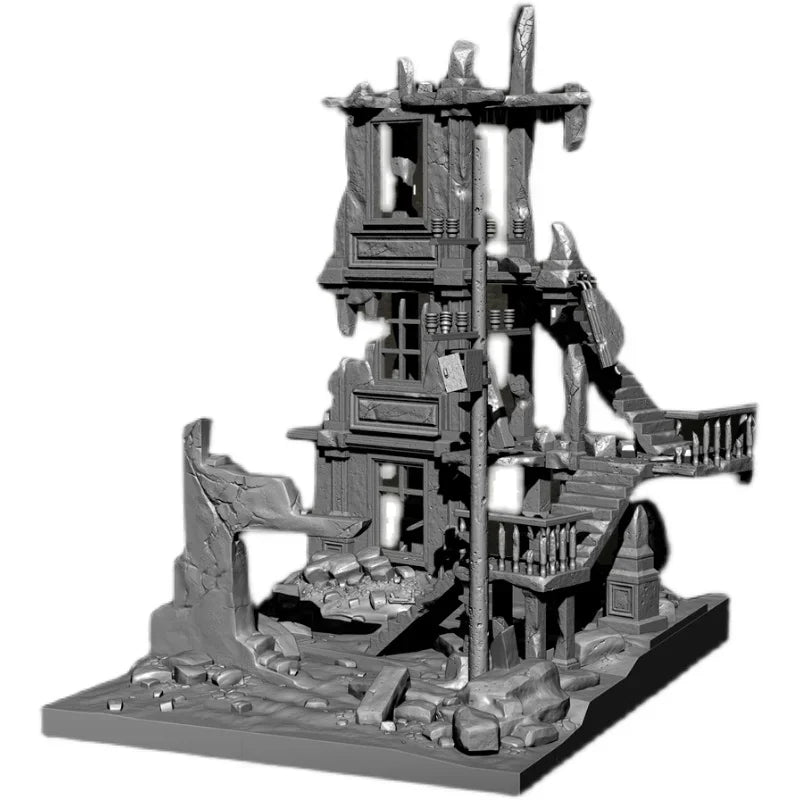 WWII Ruined Building Diorama 1/35 Resin Model Kit - 1/35 resin model view 5