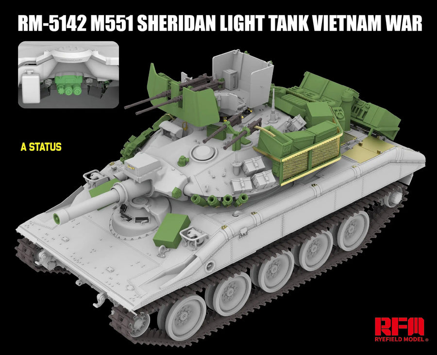 M551 Sheridan Light Tank Vietnam War 1/35 Resin Model Kit - 1/35 resin model view 3