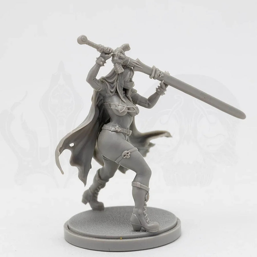 Fantasy Female Warrior with Cape 30mm Resin Figure - 30mm resin model view 2