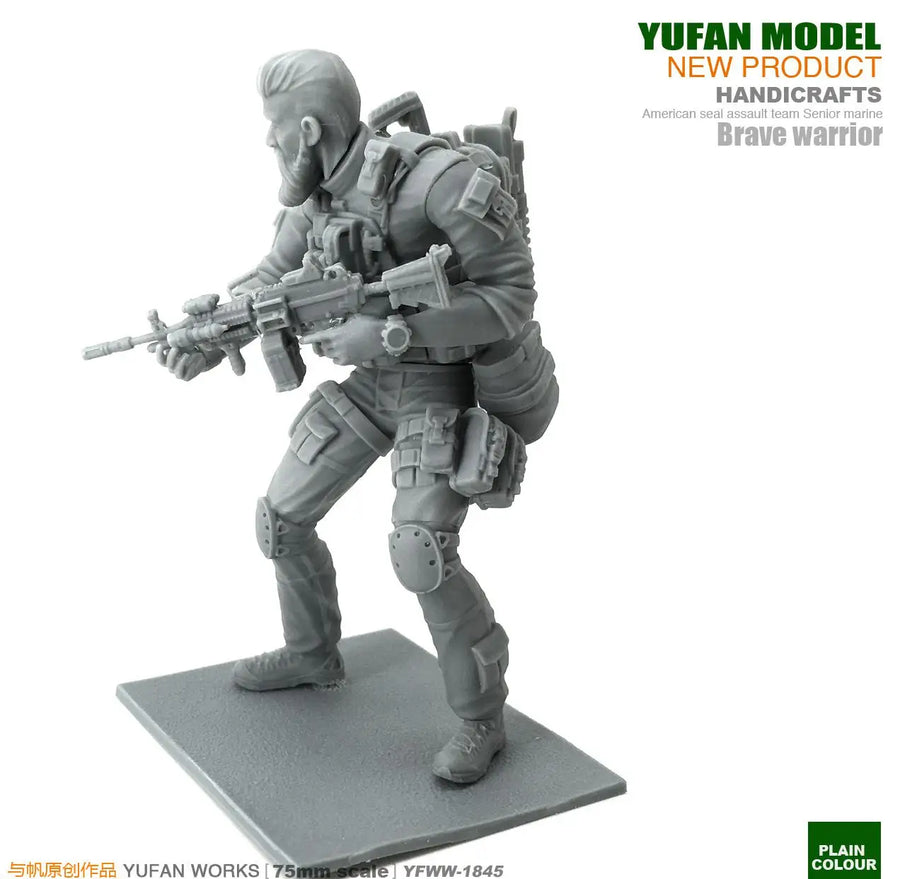 American Seal Assault Operator Bearded Head 75mm Resin Figure Kit - 75mm resin model view 6