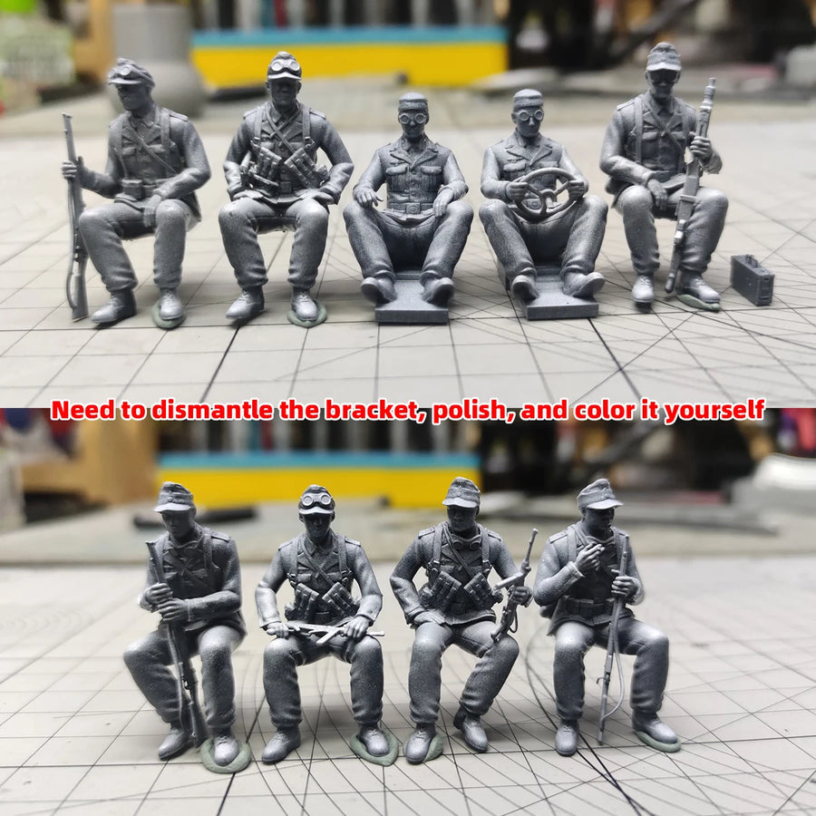 WWII German North Africa Soldiers 1/35 Resin Figure Kit Set - 1/35 resin model view 3
