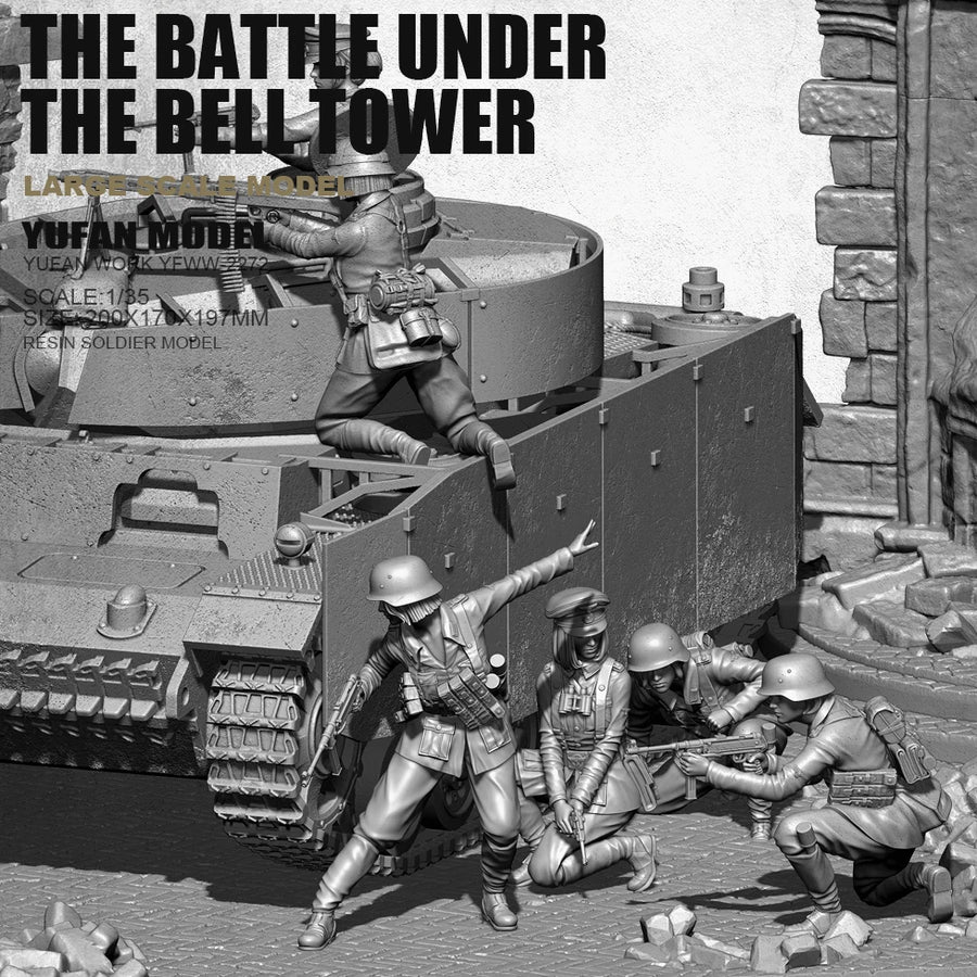 Battle Under Bell Tower 1/35 Resin Diorama Model Kit - 1/35 resin model view 6