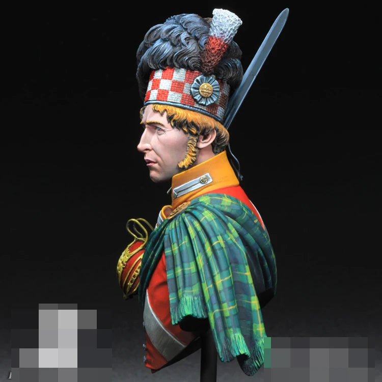 Gordon Highlander Officer Waterloo 1815 1/10 Resin Bust - 1/10 resin model view 2