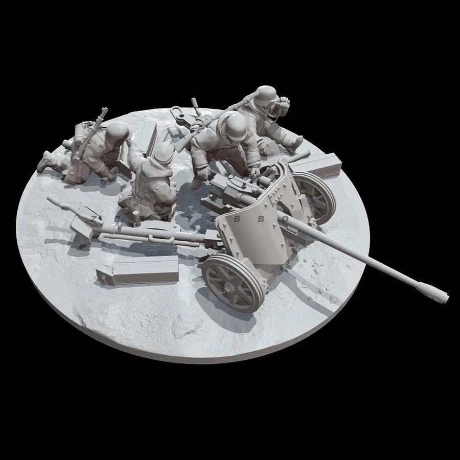 WWII Soviet Anti-Tank Gun Crew Diorama 28mm Resin Miniature Set - 28mm resin model view 3