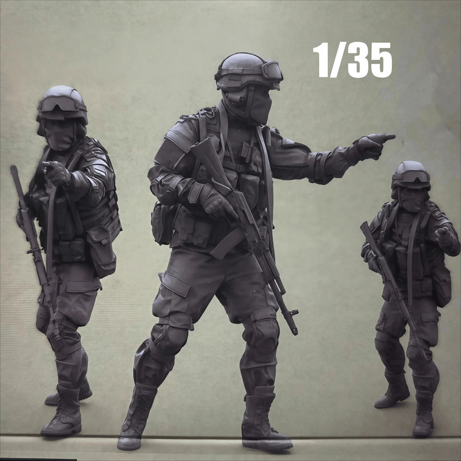 Modern Tactical Soldier Team 1/35 Resin Figure Kit - 1/35 resin model view 3