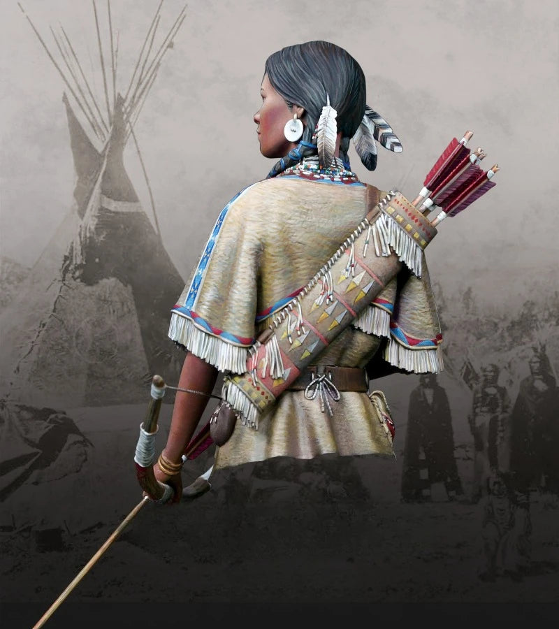 Native American Woman Archer with Bow 1/10 Resin Bust - 1/10 resin model view 4