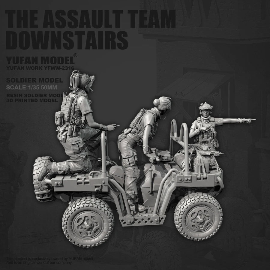 Modern Female Special Forces Team with Humvee 1/35 Resin Diorama Kit - resin model view 3