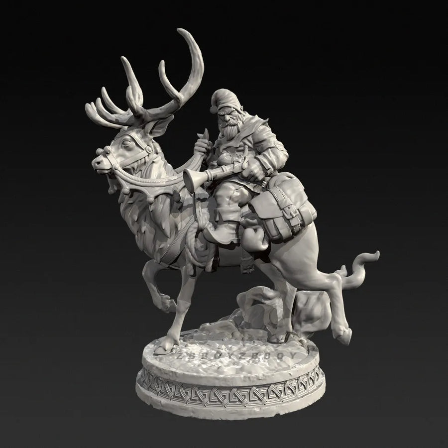 Dwarf Warrior on Moose Mount - 50mm Resin Figure Kit - 50mm resin model view 2
