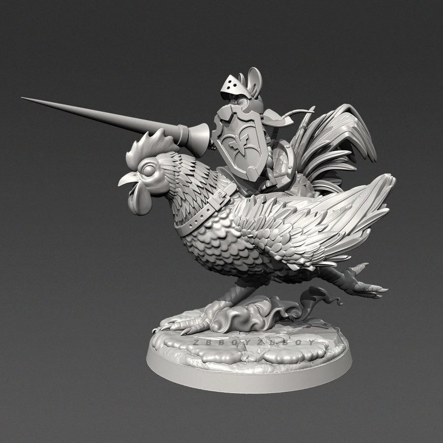 Rooster Knight Rider with Lance 38mm Resin Figure Kit - 38mm resin model view 3