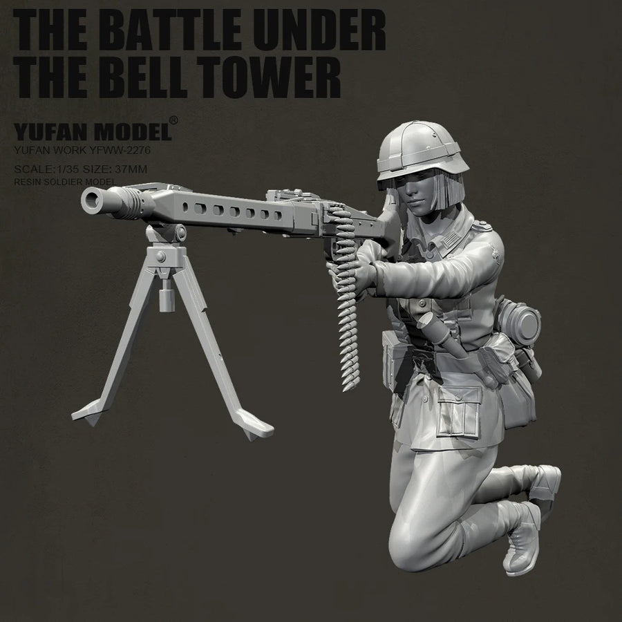 WWII Machine Gunner with Tripod Mount 1/35 Resin Figure Kit - 1/35 resin model view 4