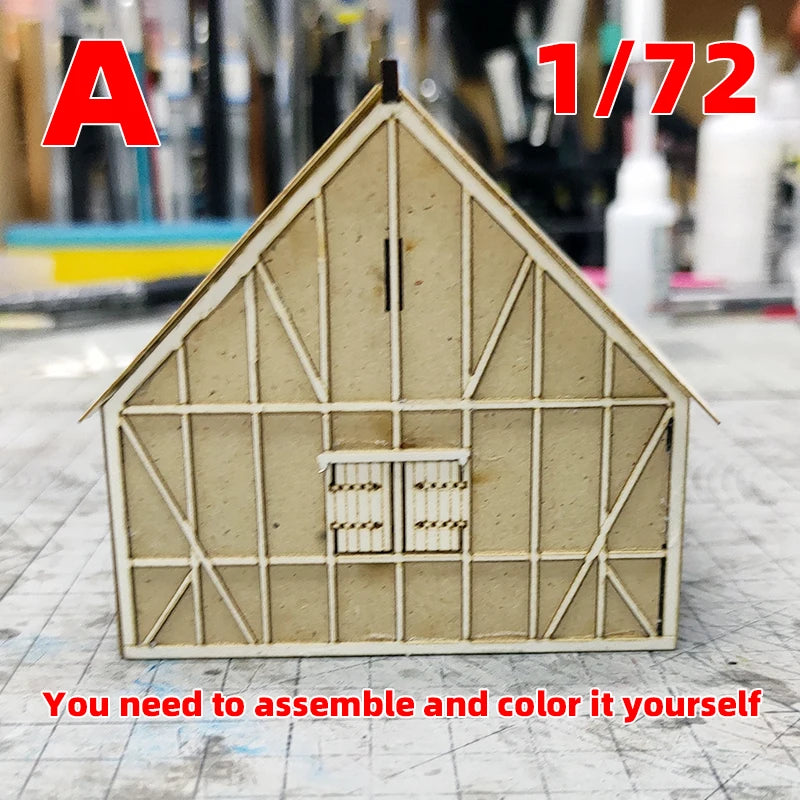 1:72 Scale European Rural Half-Timbered House Resin Terrain Diorama Kit - 1/72 resin model view 6