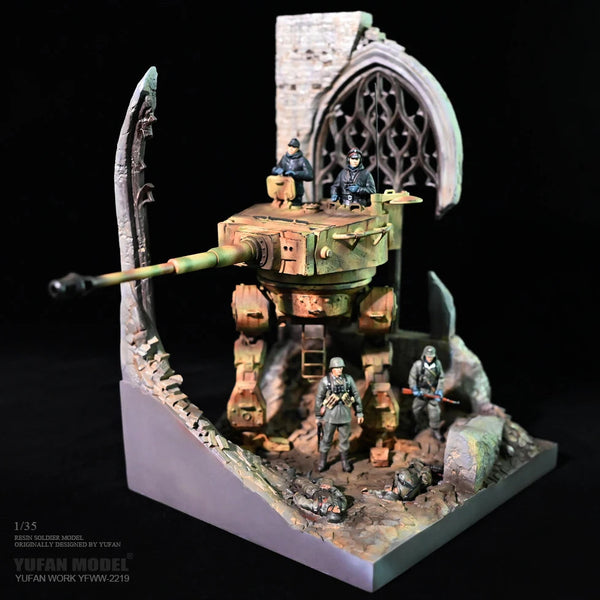 WWII German Alternate History Walking Tank with Crew 1/35 Resin Diorama Kit