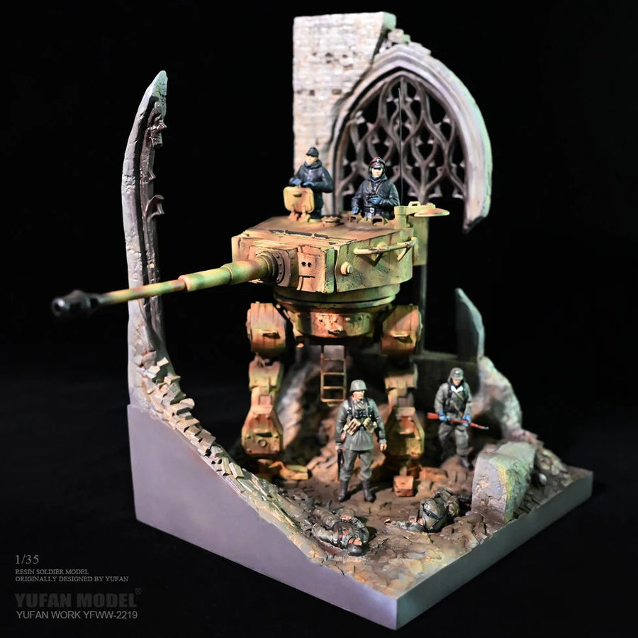 WWII German Alternate History Walking Tank with Crew 1/35 Resin Diorama Kit - unpainted resin model kit