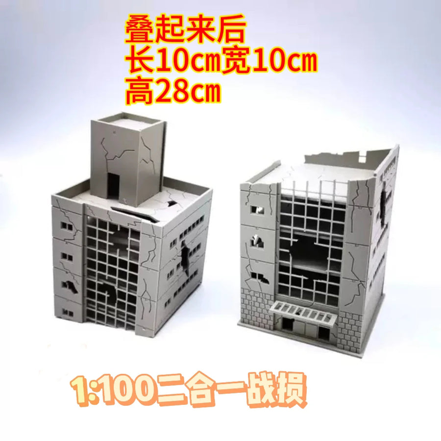 War Damaged Urban Building Ruined House 1/100 Resin Diorama Kit - 1/100 resin model view 2