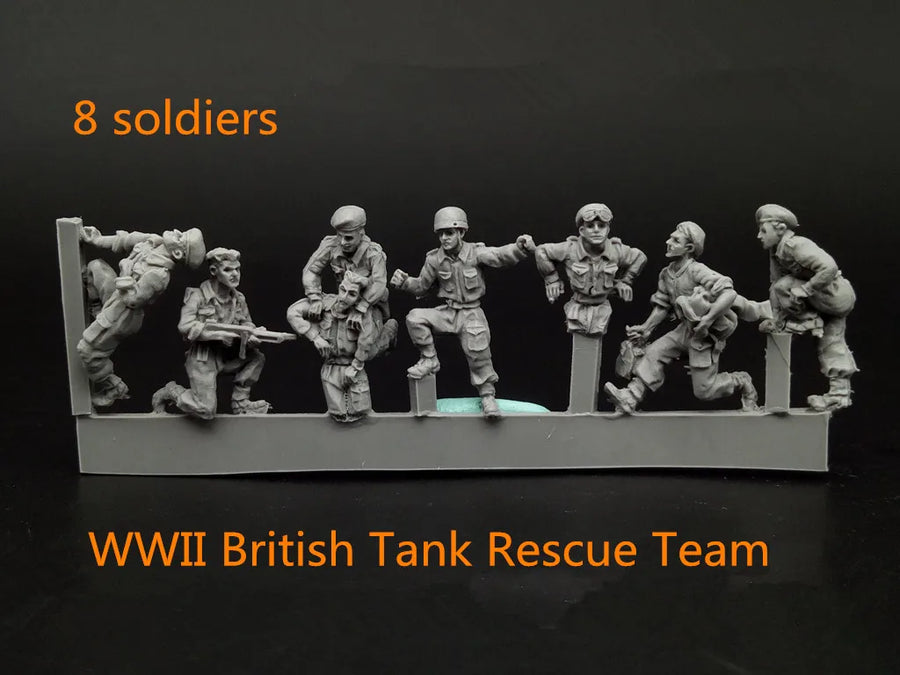 WWII British Tank Rescue Team 1/72 Resin Figure Set - 1/72 resin model view 2
