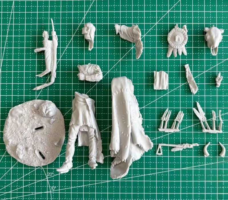 Plains Indian Warrior with Buffalo Skull 1/24 Resin Figure - 1/24 resin model view 5