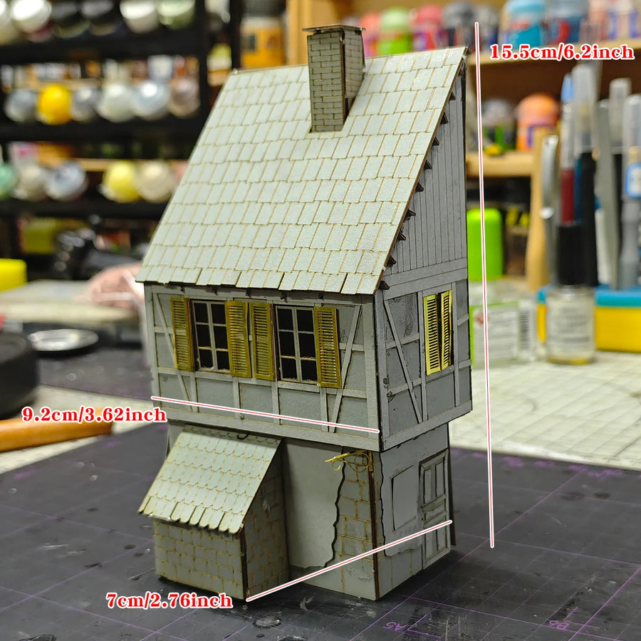 Medieval Half-Timbered Manor House 1/64 Resin Terrain Kit - 1/64 resin model view 2