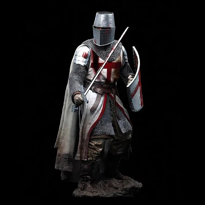 Templar Knight with Red Cross Shield - 75mm Resin Figure Kit - 75mm resin model view 4