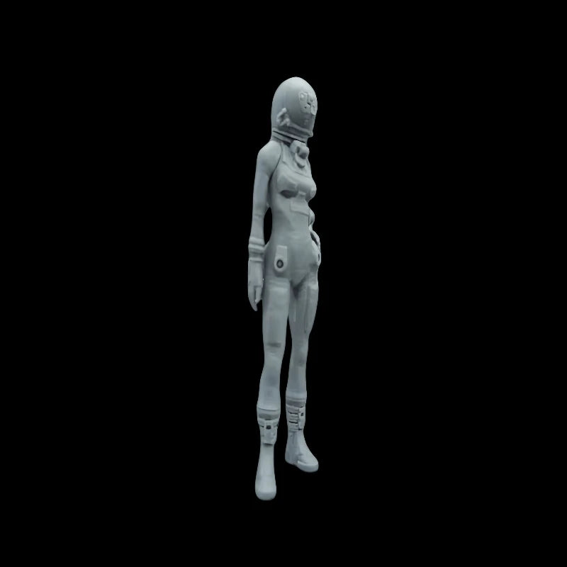 Female Astronaut in Spacesuit 1/20 Resin Figure Kit - 1/20 resin model view 3