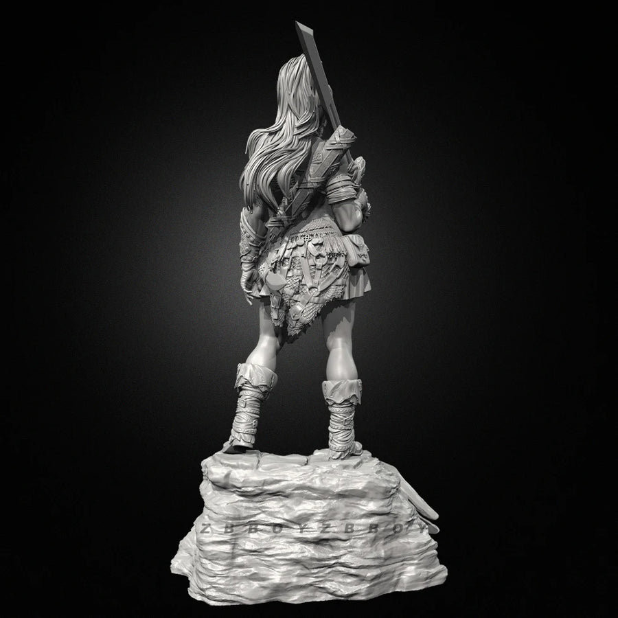 Barbarian Warrior Female with Club 38mm Resin Figure Kit - 38mm resin model view 6