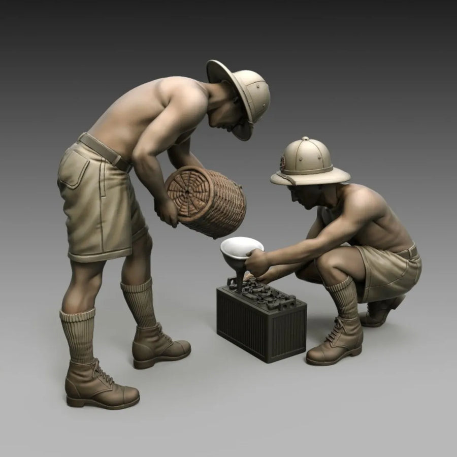 British Colonial Soldiers Servicing Equipment 1/35 Resin Figure Kit - resin model view 2