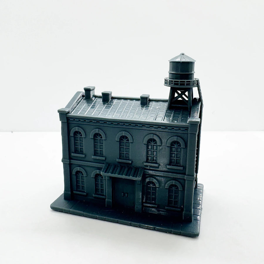 Vintage Two-Story Building with Water Tower Z Scale 1/220 Resin Model Kit - 1/220 resin model view 3
