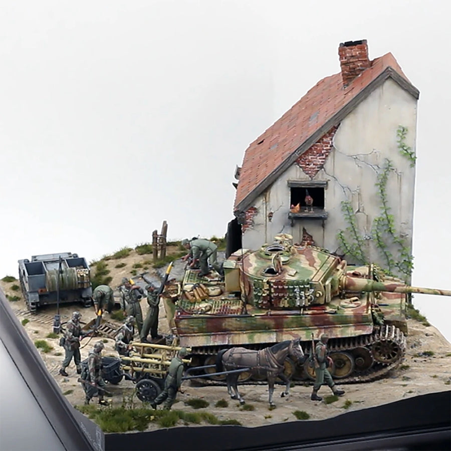 WWII European Village House 1/35 Resin Diorama Kit with Tank Base - 1/35 resin model view 5