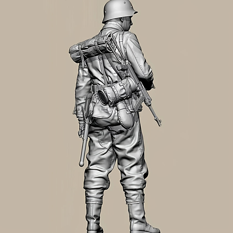 WWII German Soldier with Rifle 110mm Resin Figure Kit - 110mm resin model view 2