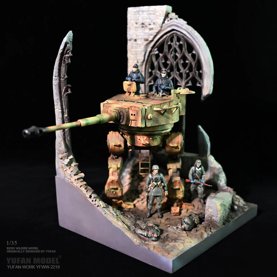 WWII German Alternate History Walking Tank with Crew 1/35 Resin Diorama Kit - resin model view 2