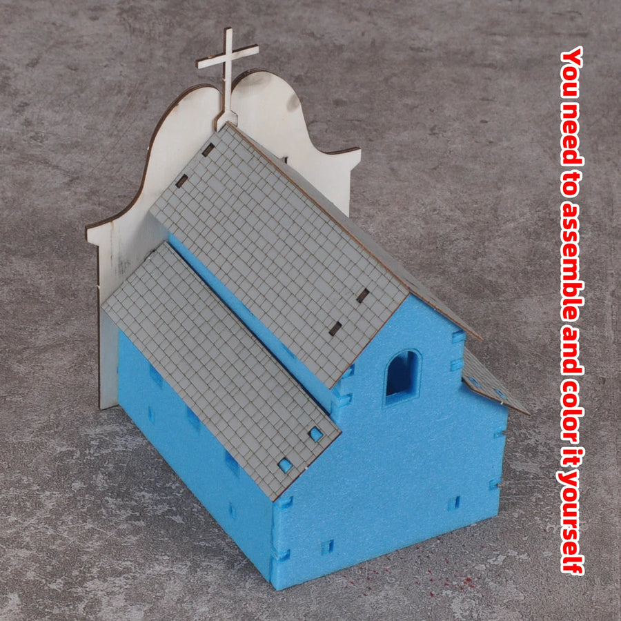 European Church Cathedral with Bell Tower 1:72 Resin Terrain Model Kit - 1/72 resin model view 5