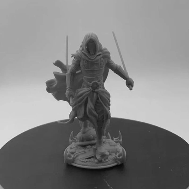 Cyberpunk Hooded Warrior with Neon Tech Armor and Cape 1/24 Resin Figure Kit - resin model view 2