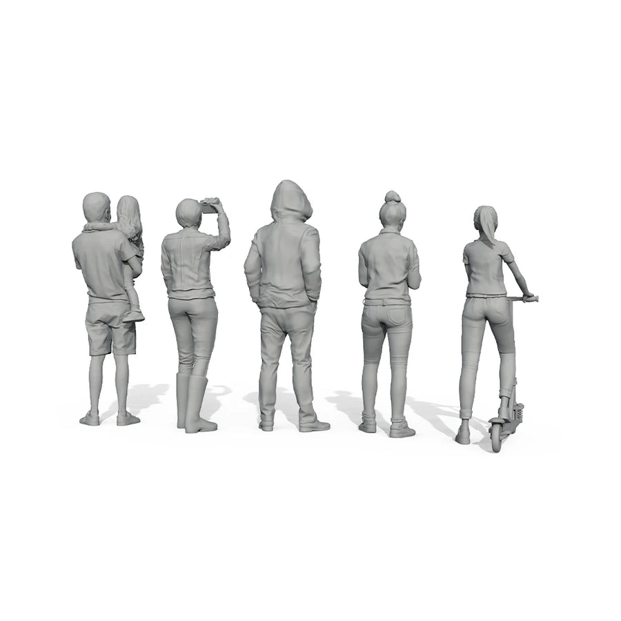 Modern Figures Diorama Set 1/87 Resin Model Kit - 5 Posed Civilians - 1/87 resin model view 2