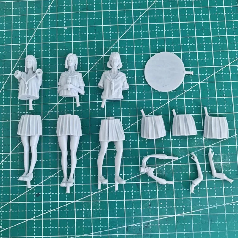 Anime Japanese Schoolgirls with Ball Set of 3 1/24 Resin Figure Kit - resin model view 4