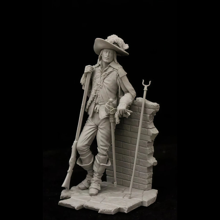18th Century French Soldier with Brick Fortification 75mm Resin Figure Kit - 75mm resin model view 3
