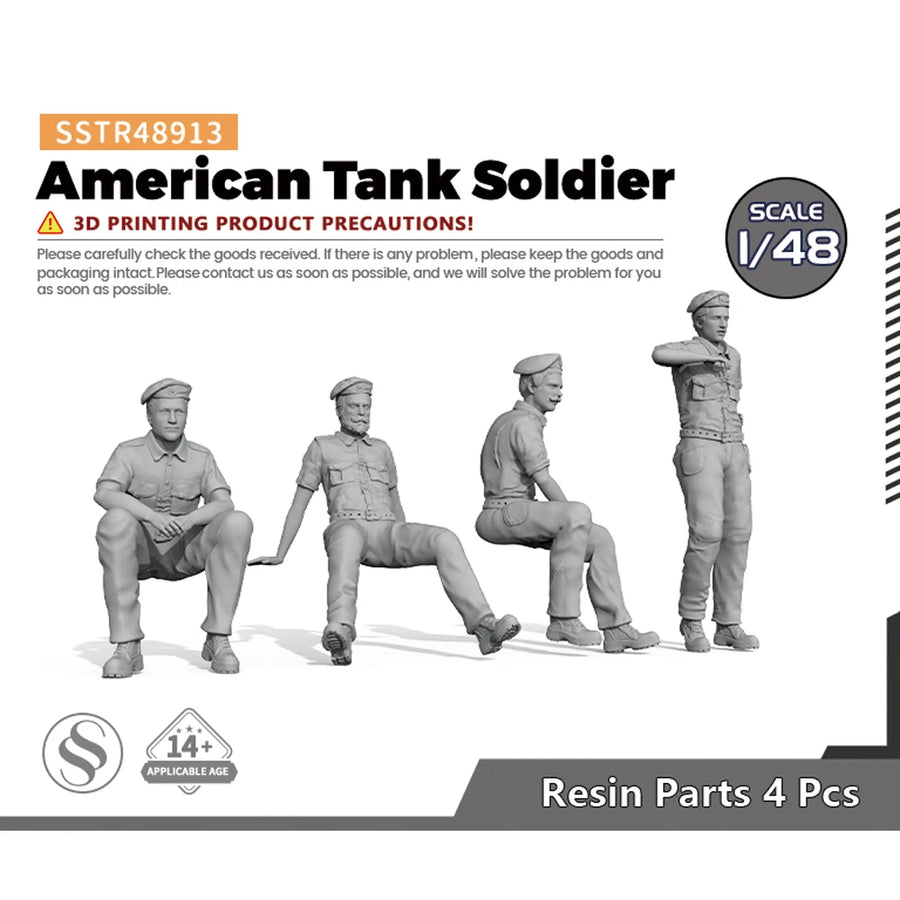 American Tank Soldier 1/72 Resin Figure Kit (4 Pcs) - 1/72 resin model view 2