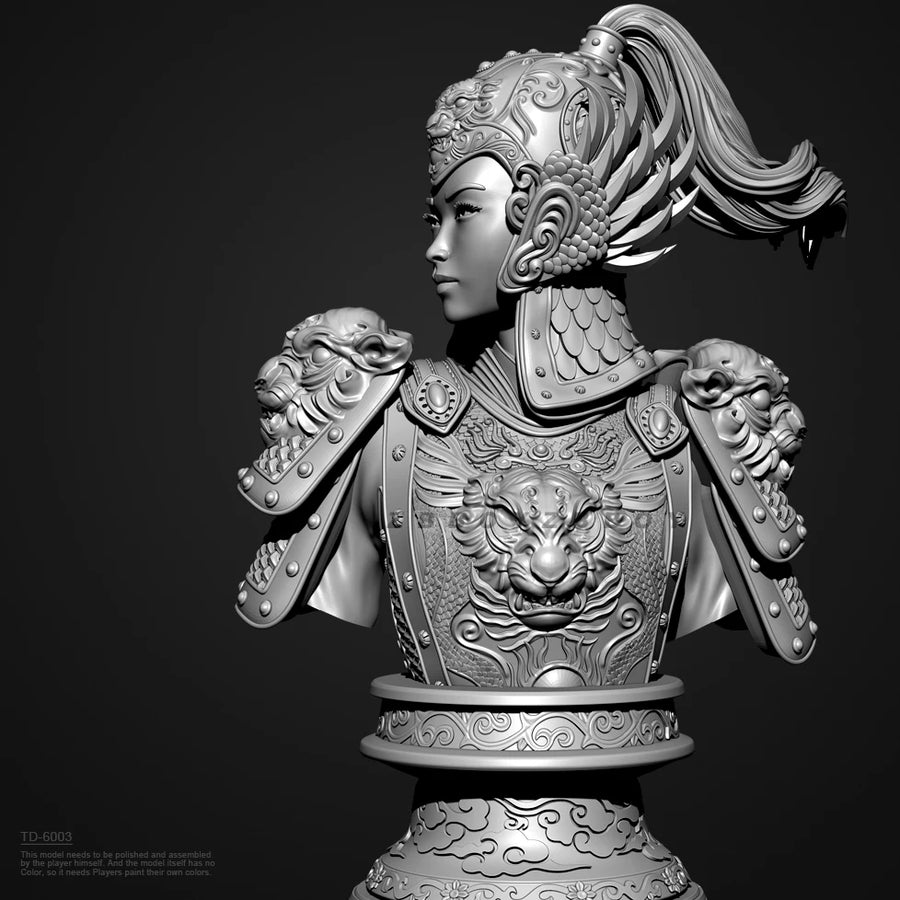 Fantasy Warrior Queen with Gold Armor 55mm Resin Bust Kit - 55mm resin model view 4