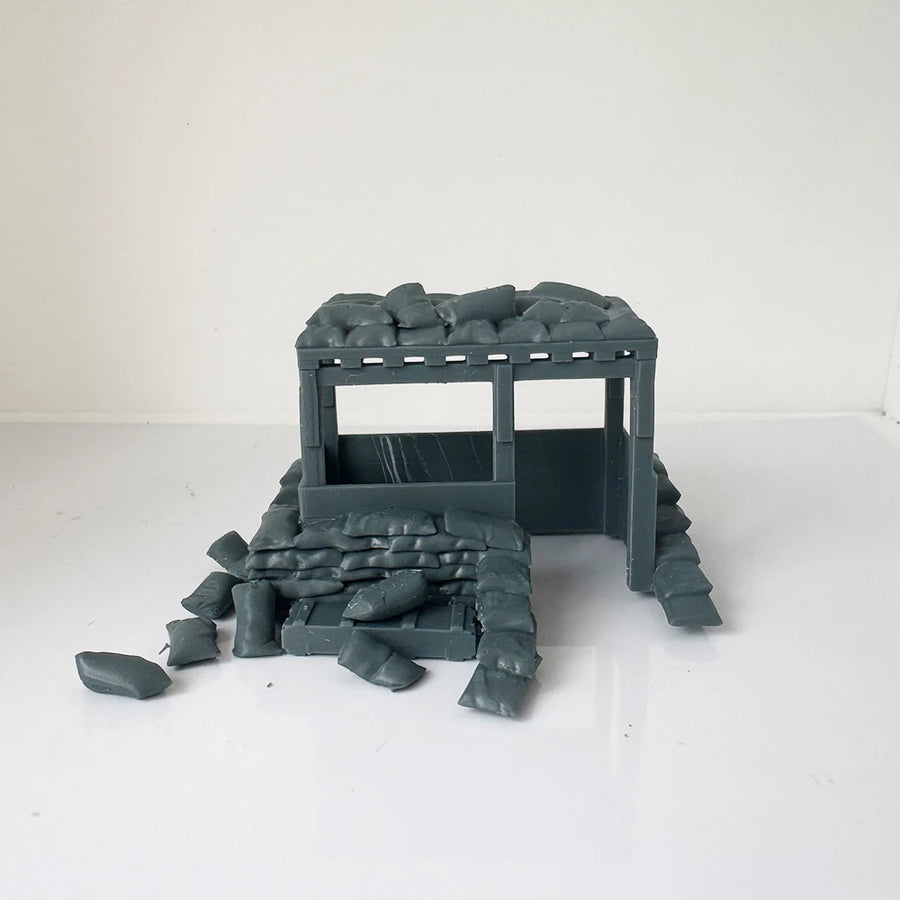 Military Bunker with Sandbags 1/220 Resin Terrain Diorama Kit - 1/220 resin model view 3