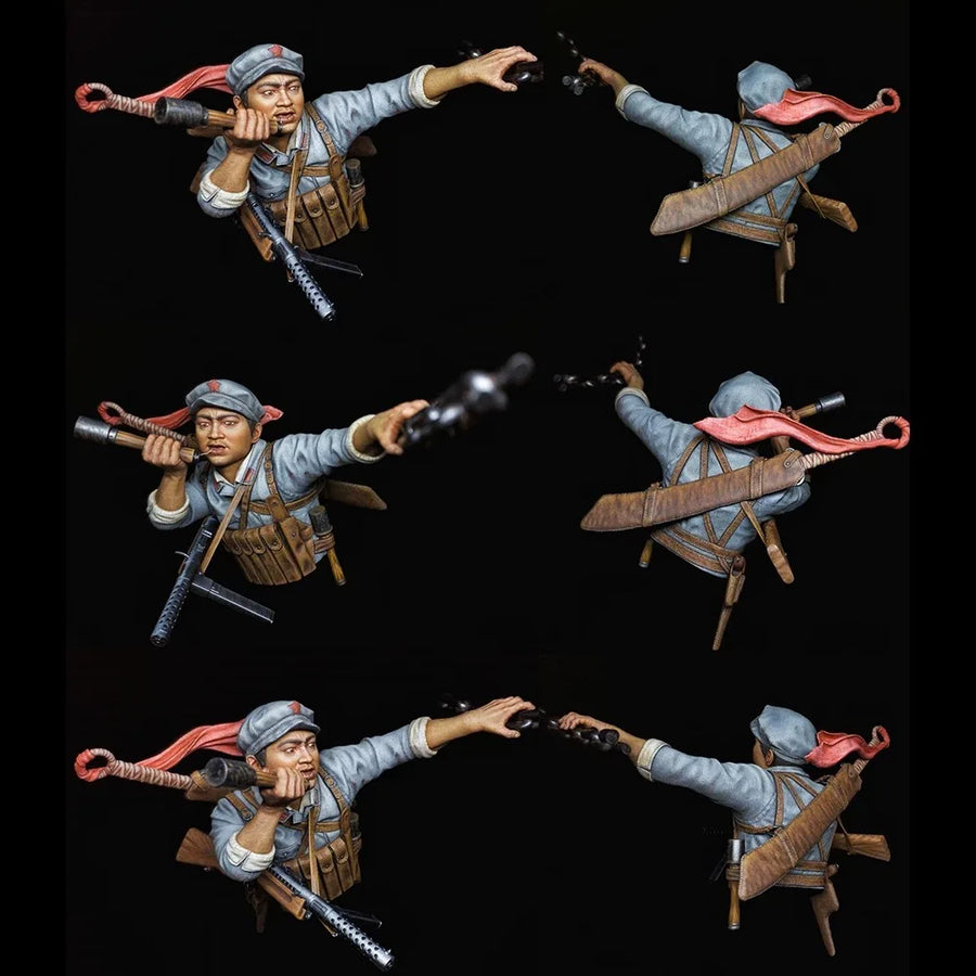 Modern Chinese Army Soldier Luding Bridge Battle Resin Bust Figure Kit - resin model view 4