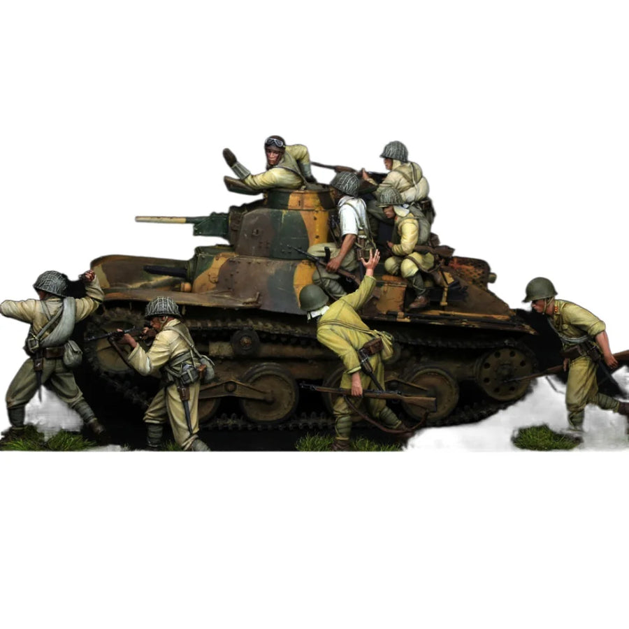WWII Soviet T-34 Tank Crew Infantry Squad 1/35 Resin Diorama Kit - 1/35 resin model view 2