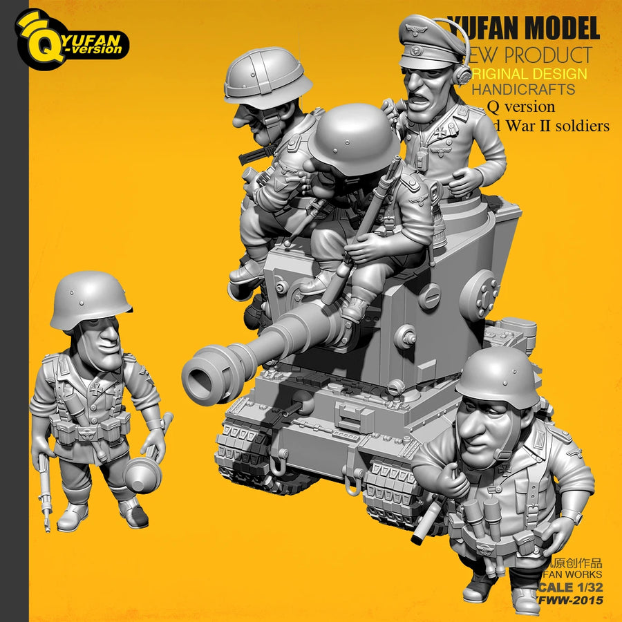 WWII Tank Crew & Soldiers 6-Figure Set 1/32 Resin Model Kit - 1/32 resin model view 2
