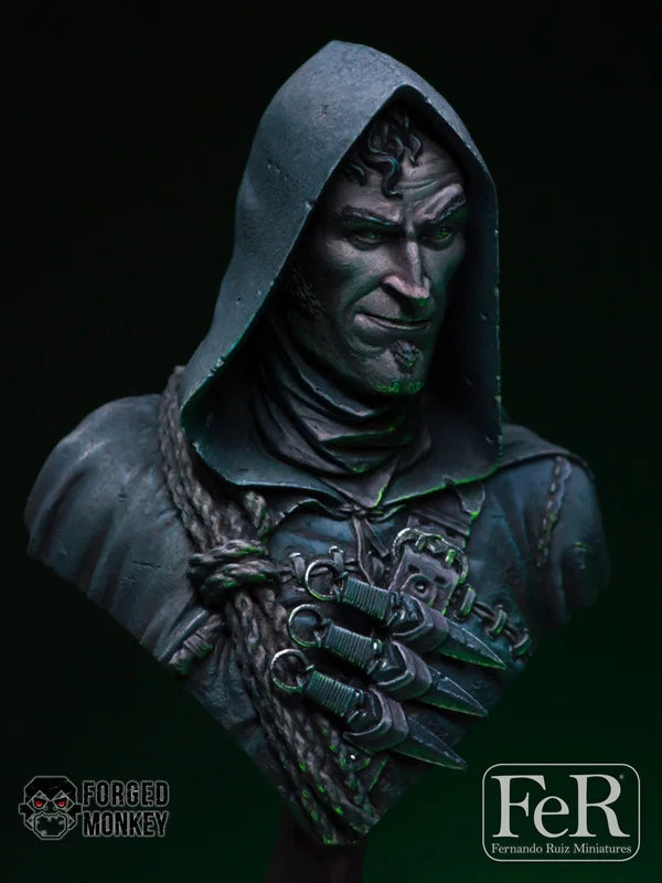 Hooded Assassin with Blade Gauntlets Resin Character Bust - resin model view 3