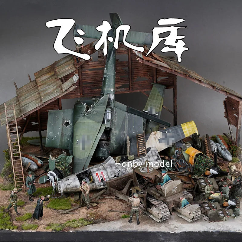 Military Aircraft Warehouse Diorama 1/35 Resin Model Kit - 1/35 resin model view 3