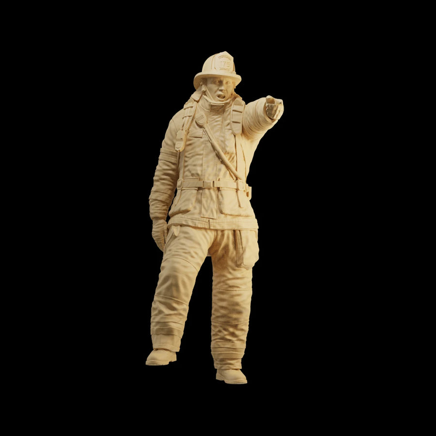 Modern Firefighter with Ladder 1/35 Resin Figure Kit - 1/35 resin model view 3