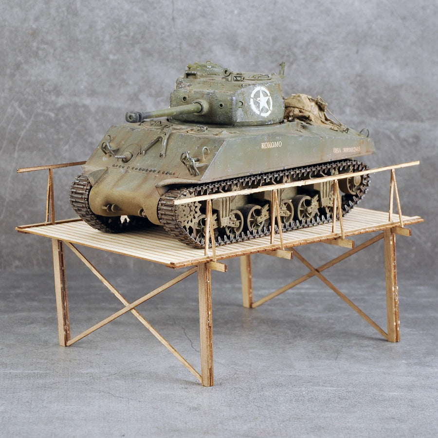 Wooden Pontoon Bridge Diorama Base 1/35 Scale Resin Terrain Kit - 1/35 resin model view 2