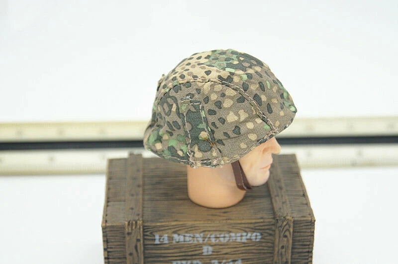 WWII German Splinter Camo Helmet Cover 1/6 Scale Resin Bust Accessory - 1/6 resin model view 2