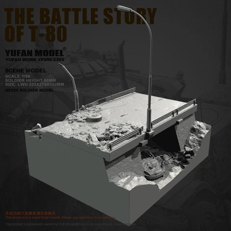 T-80 Tank Battle Diorama 1/35 Resin Model Kit - 1/35 resin model view 4