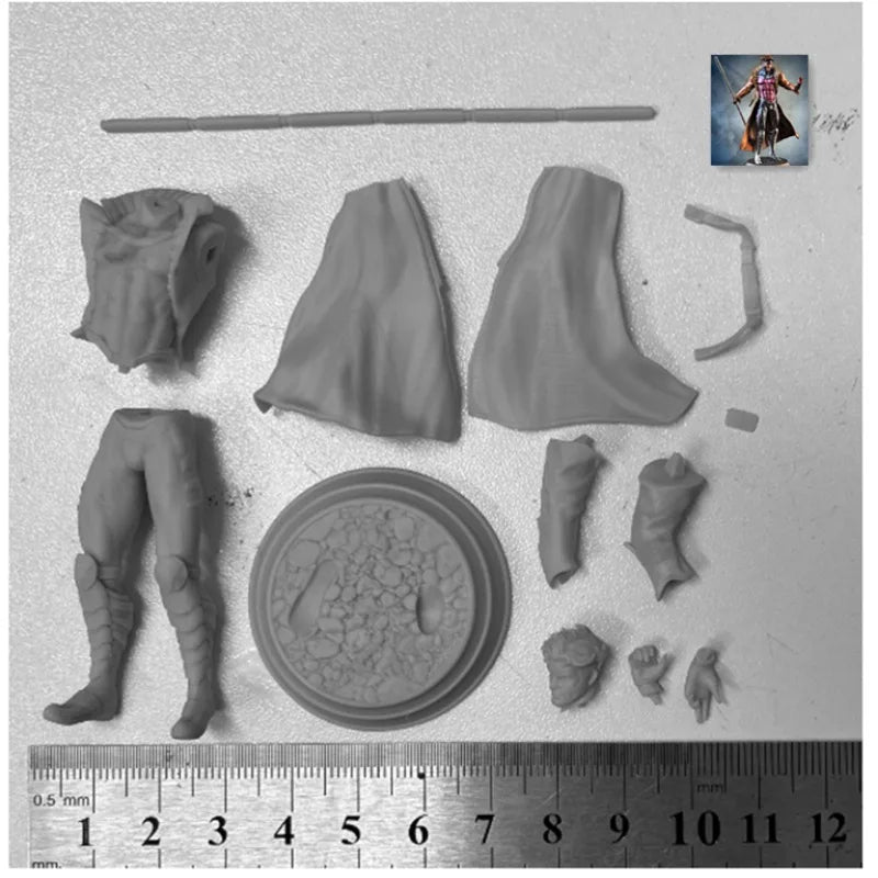 Fantasy Male Warrior with Staff 1/24 Scale Resin Figure Kit - resin model view 4