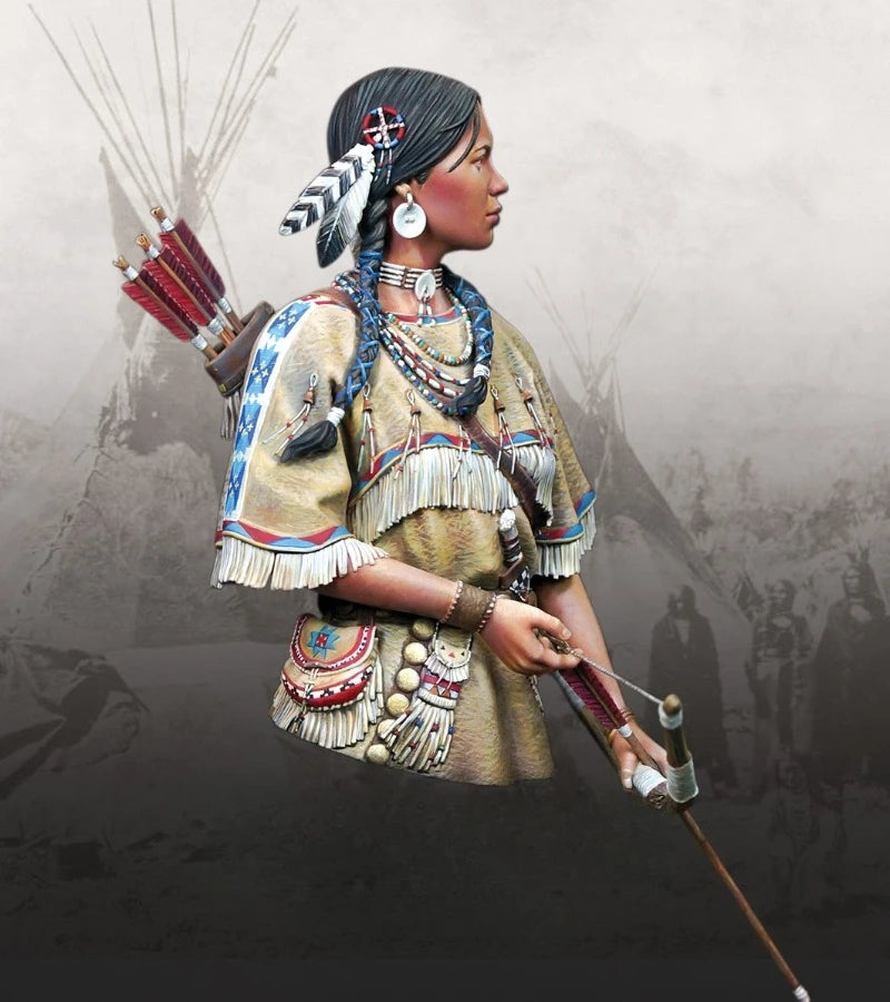 Native American Woman Archer with Bow 1/10 Resin Bust - 1/10 resin model view 3
