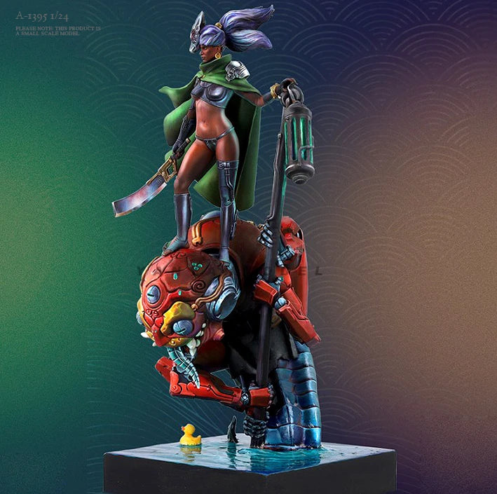 Sci-Fi Warrior with Red Mech Suit 1/24 Resin Figure Kit - 1/24 resin model view 2